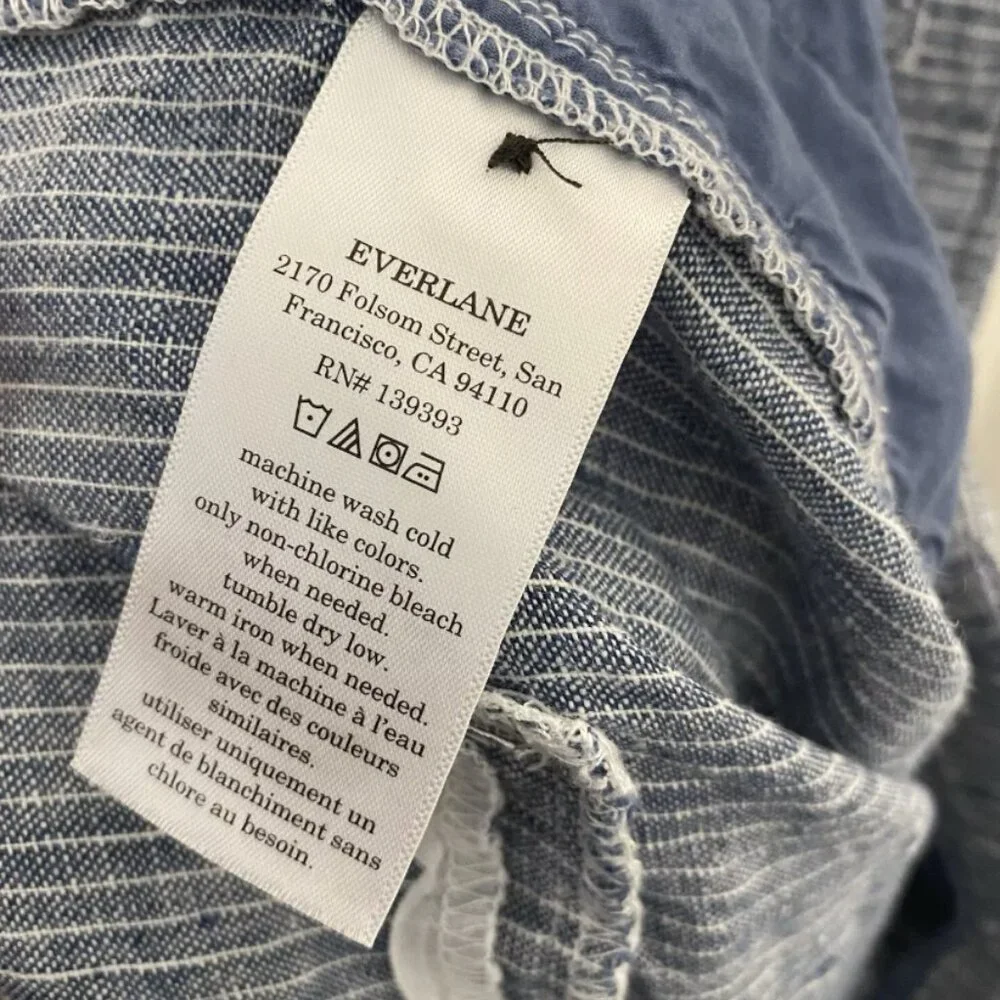 ✅ Everlane The Linen Way-High Drape Pant, White/Blue (4)